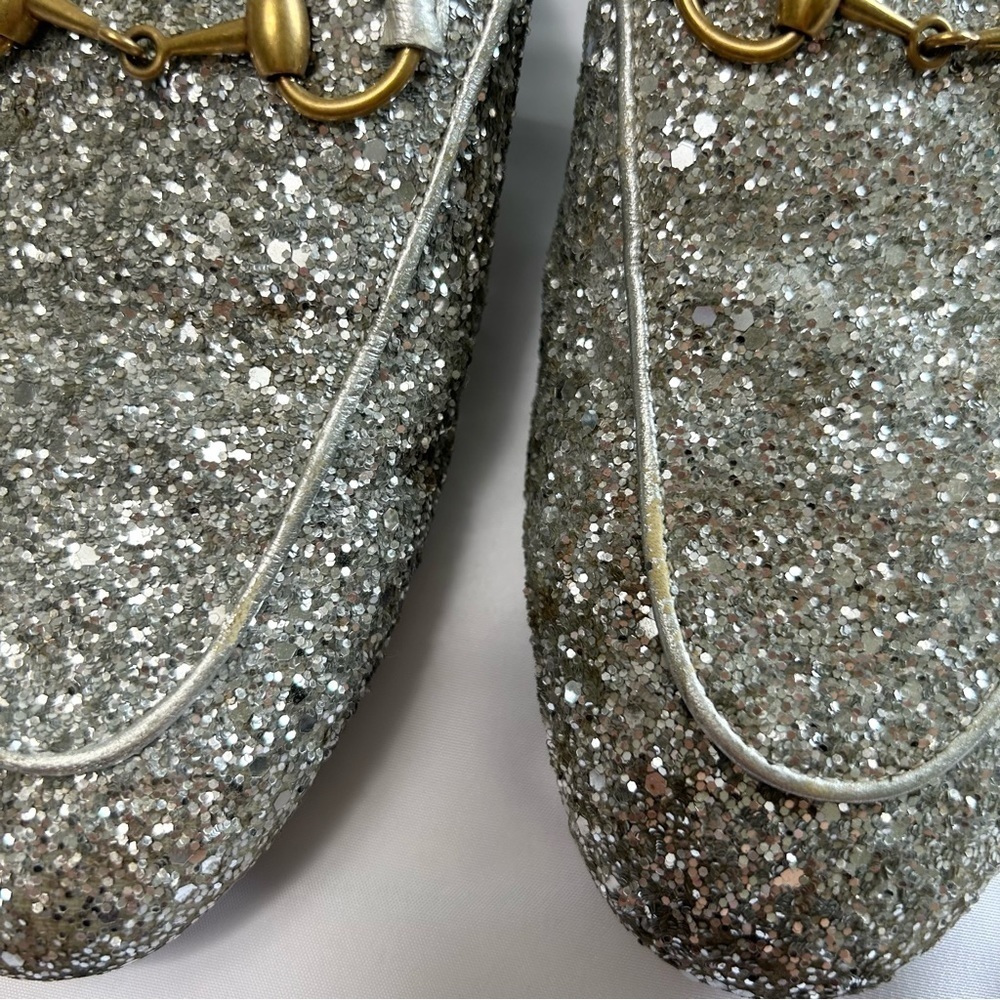 Gucci Princetown Horsebit-Detailed Glitter Leather Slippers size 37 - Picture 5 of 14